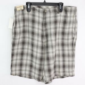 Caribbean By Roundtree And Yorke Mens Shorts Black Plaid Zip Pocket Linen 40 New